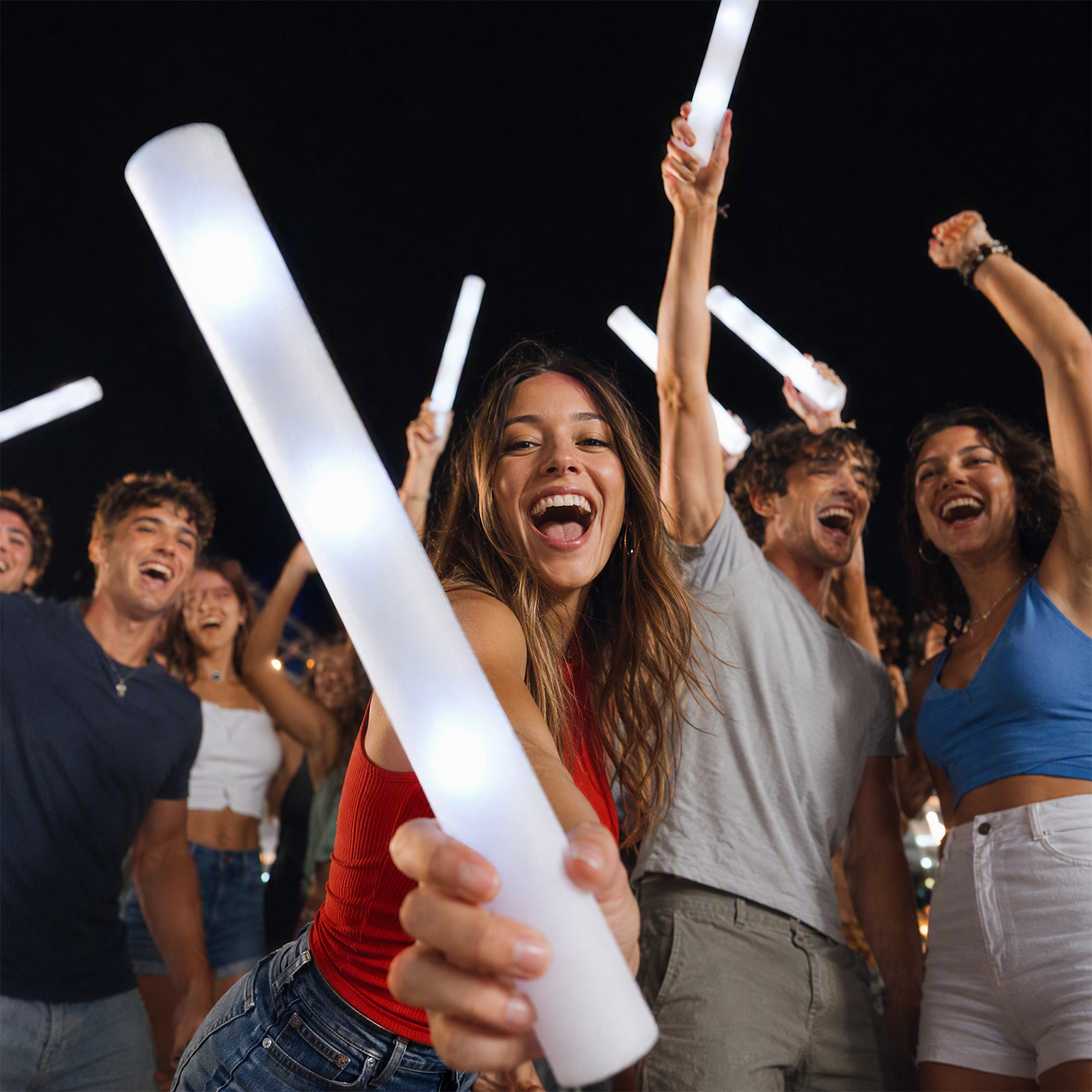Reusable White Foam LED Glow S - Flashing Led Foam Sticks Party review and price