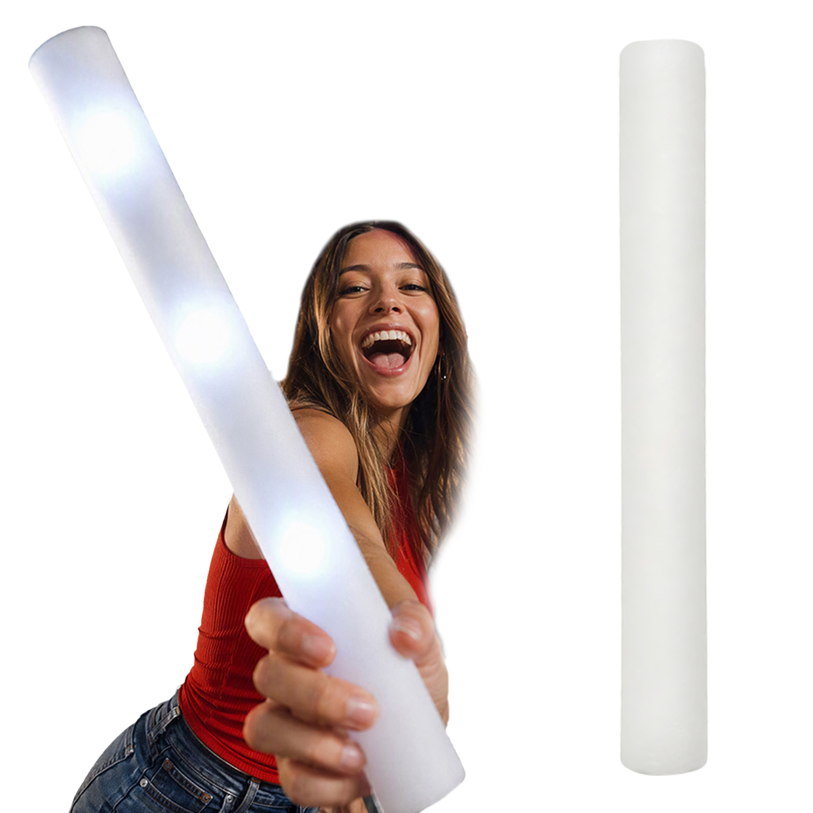 Reusable White Foam LED Glow S - Flashing Led Foam Sticks Party review and price